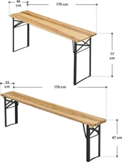 Merkloos Biertafelset / Bierbank - 3-delig - 170cm -Tuinwereld Verkoop 905x1200