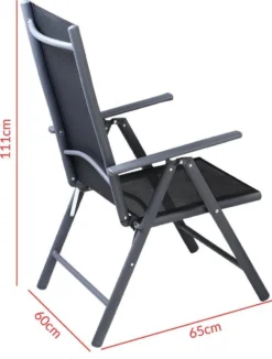 Tuinset 4 + 1 Klapstoelen Tuintafel – Aluminium 80x80cm - Grijs -Tuinwereld Verkoop 910x1200