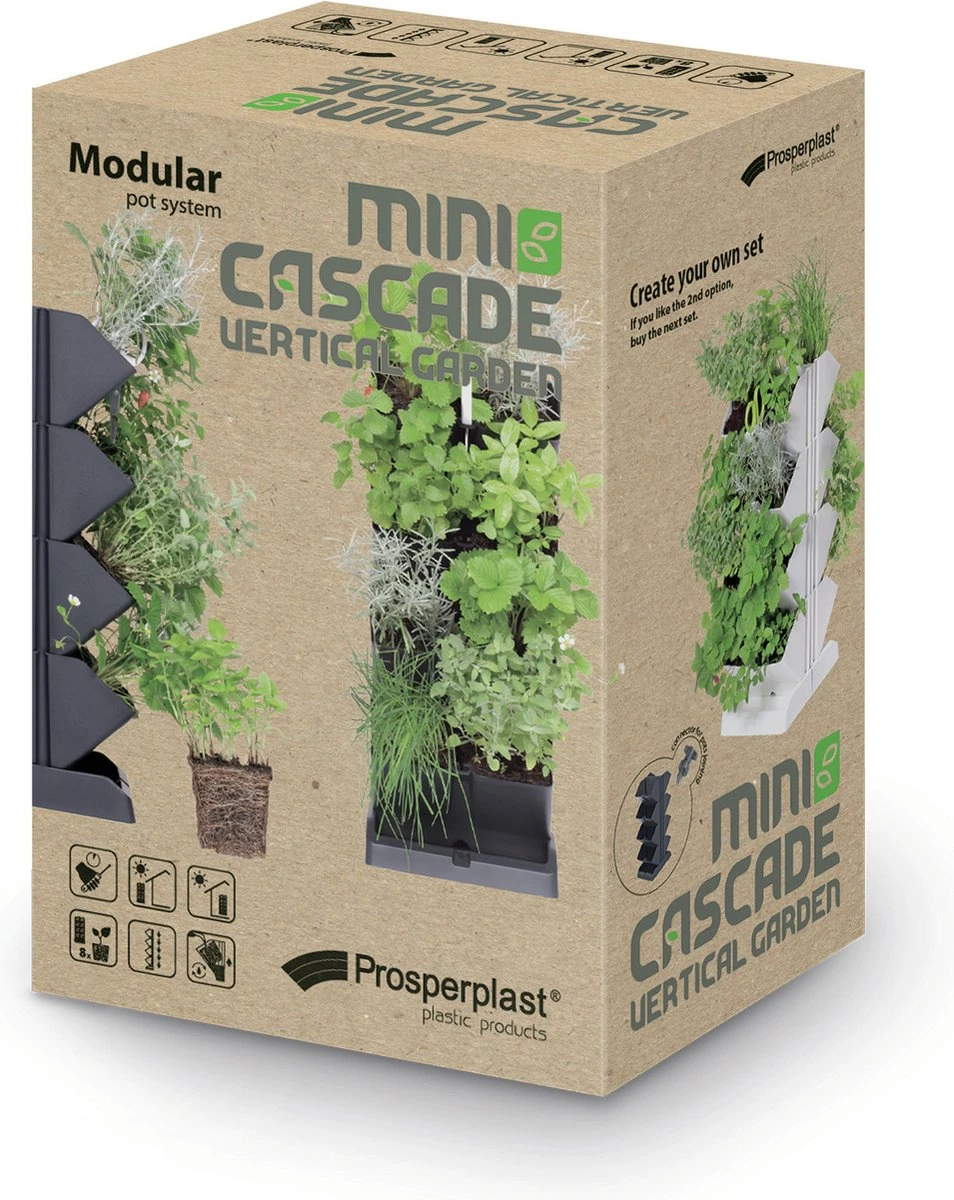 Prosperplast Verticale Kruidentuin Kunststof - Staand/hangend - Modulair - Antraciet Grijs - L 20 X B 11 X H 48 Cm - Incl. Kruidenschaar 9 Prosperplast Verticale Kruidentuin Kunststof - Staand/hangend - Modulair - Antraciet Grijs - L 20 X B 11 X H 48 Cm - Incl. Kruidenschaar - Afbeelding 9
