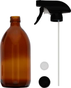 QUVIO Sprayfles - Spuitfles - Plantenspuit - Schoonmaak Spuit - Huishoudspray - Leeg/Hervulbaar - Kamerspray - Allesreiniger - Glazen Sprayflacon - Waterspuit - Kappersspuit - 500 Ml - Glas - Bruin - Zwart -Tuinwereld Verkoop 969x1200 8