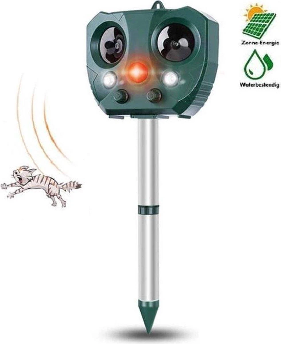 Dentools Ultrasone Kattenverjager - Kattenschrik - Zonneenergie - Marterverjager - Op Batterijen - Met Adapter - Katten Afweermiddel - Tuin - Ongedierte Verjager 1 Dentools Ultrasone Kattenverjager - Kattenschrik - Zonneenergie - Marterverjager - Op Batterijen - Met Adapter - Katten Afweermiddel - Tuin - Ongedierte Verjager