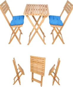 SiRaC - Houten Tuinset - Balkonset - 3-delig - Met Paarse Kussens - Natuurlijke Hout - Balkon Meubelen - 2 Persoons Balkonset - Twee Stoelen En Bijzettafel - Hout -Tuinwereld Verkoop 998x1200 1